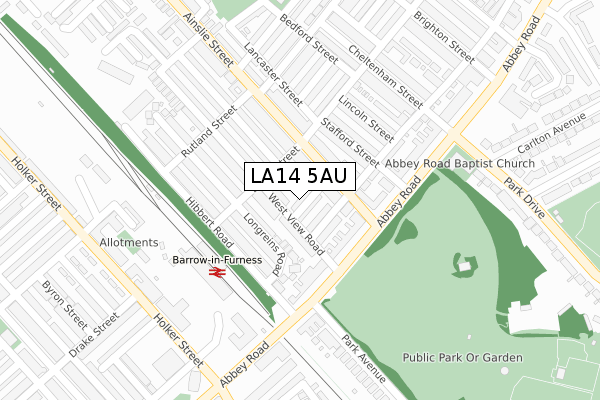LA14 5AU map - large scale - OS Open Zoomstack (Ordnance Survey)