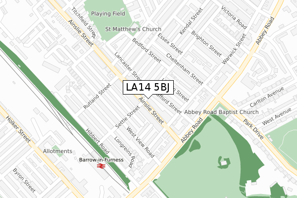 LA14 5BJ map - large scale - OS Open Zoomstack (Ordnance Survey)