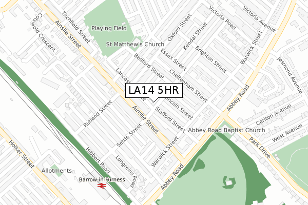 LA14 5HR map - large scale - OS Open Zoomstack (Ordnance Survey)