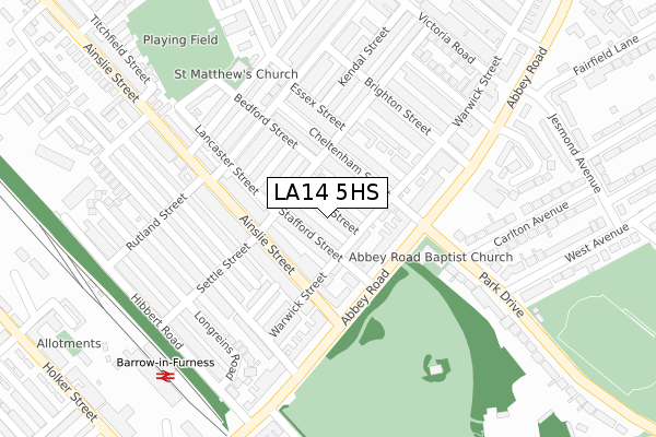 LA14 5HS map - large scale - OS Open Zoomstack (Ordnance Survey)