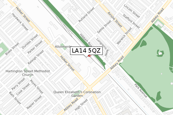 LA14 5QZ map - large scale - OS Open Zoomstack (Ordnance Survey)