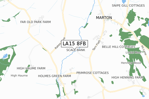 LA15 8FB map - small scale - OS Open Zoomstack (Ordnance Survey)