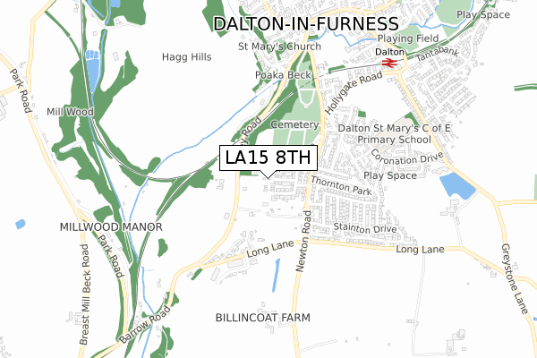 LA15 8TH map - small scale - OS Open Zoomstack (Ordnance Survey)