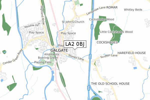 LA2 0BJ map - small scale - OS Open Zoomstack (Ordnance Survey)