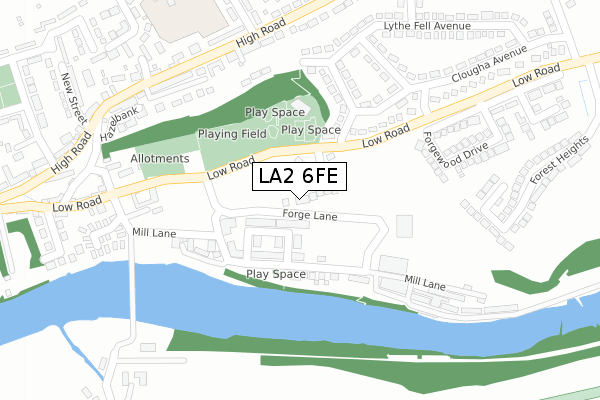 LA2 6FE map - large scale - OS Open Zoomstack (Ordnance Survey)