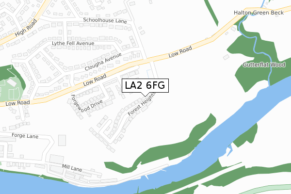 LA2 6FG map - large scale - OS Open Zoomstack (Ordnance Survey)