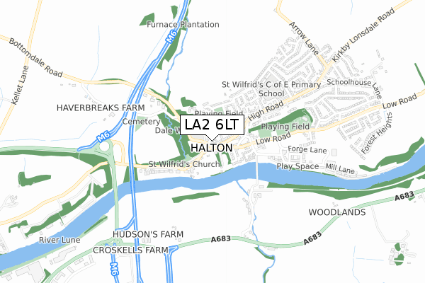 LA2 6LT map - small scale - OS Open Zoomstack (Ordnance Survey)