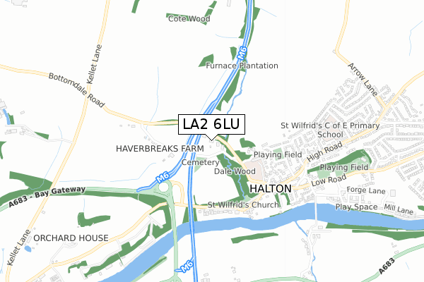 LA2 6LU map - small scale - OS Open Zoomstack (Ordnance Survey)