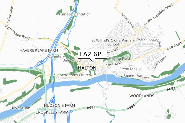 LA2 6PL map - small scale - OS Open Zoomstack (Ordnance Survey)