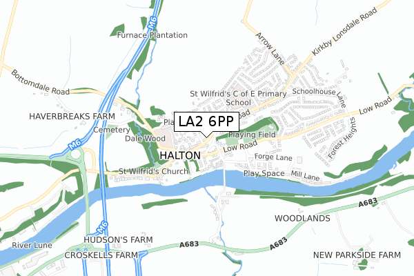 LA2 6PP map - small scale - OS Open Zoomstack (Ordnance Survey)