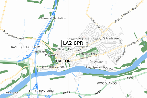 LA2 6PR map - small scale - OS Open Zoomstack (Ordnance Survey)