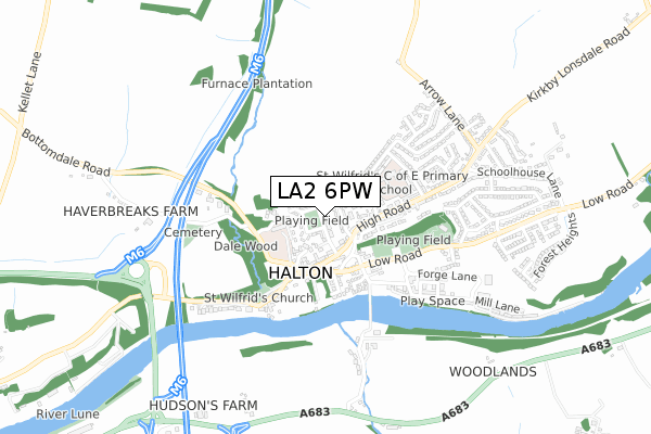 LA2 6PW map - small scale - OS Open Zoomstack (Ordnance Survey)