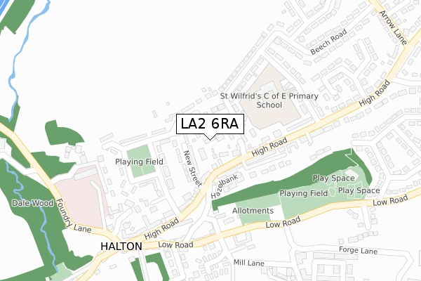 LA2 6RA map - large scale - OS Open Zoomstack (Ordnance Survey)