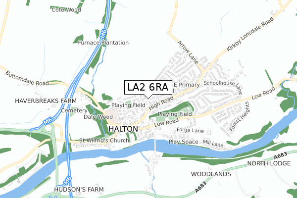 LA2 6RA map - small scale - OS Open Zoomstack (Ordnance Survey)