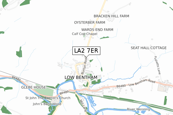 LA2 7ER map - small scale - OS Open Zoomstack (Ordnance Survey)