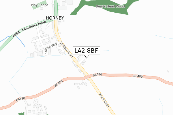 LA2 8BF map - large scale - OS Open Zoomstack (Ordnance Survey)
