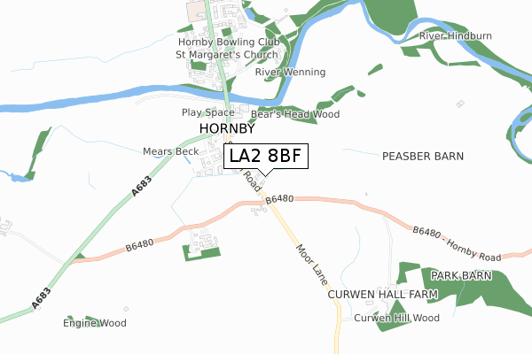 LA2 8BF map - small scale - OS Open Zoomstack (Ordnance Survey)