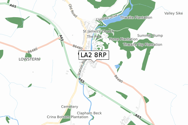 LA2 8RP map - small scale - OS Open Zoomstack (Ordnance Survey)