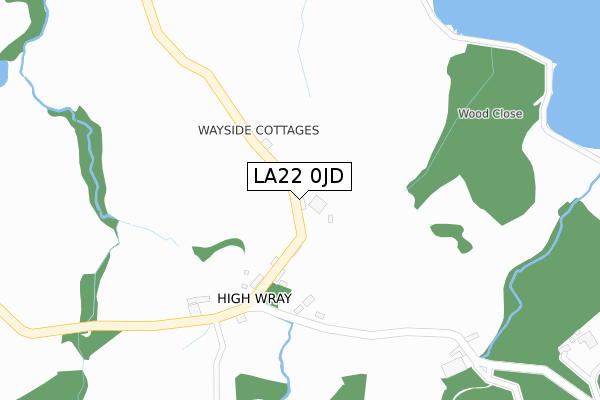 LA22 0JD map - large scale - OS Open Zoomstack (Ordnance Survey)