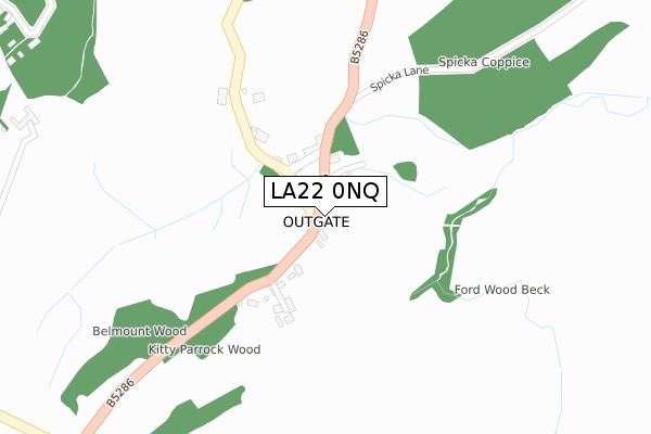 LA22 0NQ map - large scale - OS Open Zoomstack (Ordnance Survey)