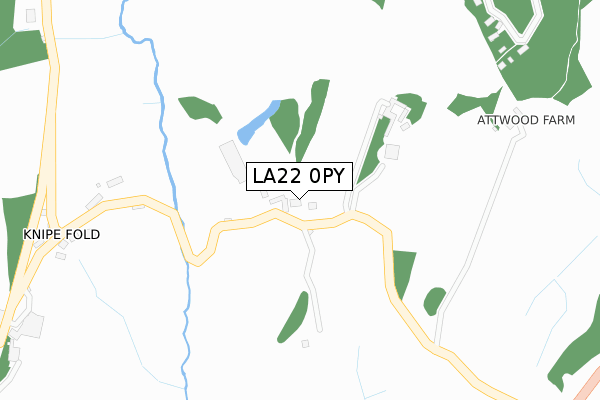 LA22 0PY map - large scale - OS Open Zoomstack (Ordnance Survey)