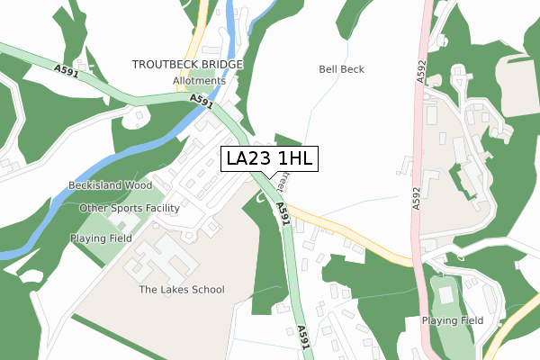 LA23 1HL map - large scale - OS Open Zoomstack (Ordnance Survey)