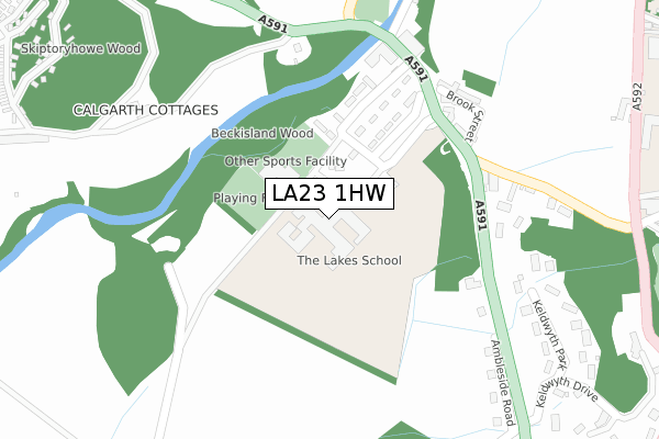 LA23 1HW map - large scale - OS Open Zoomstack (Ordnance Survey)
