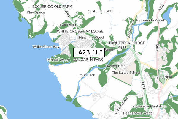 LA23 1LF map - small scale - OS Open Zoomstack (Ordnance Survey)