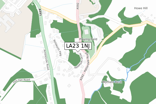 LA23 1NJ map - large scale - OS Open Zoomstack (Ordnance Survey)