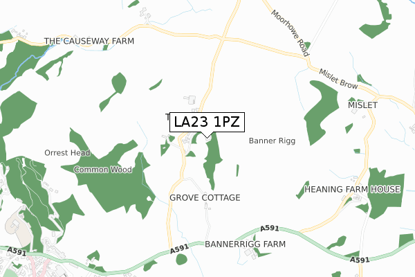 LA23 1PZ map - small scale - OS Open Zoomstack (Ordnance Survey)