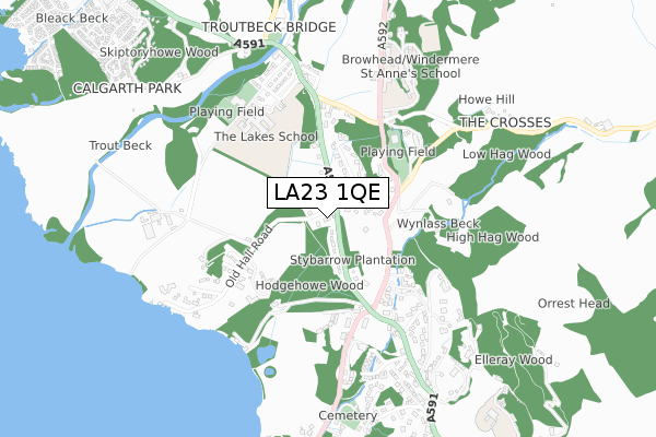 LA23 1QE map - small scale - OS Open Zoomstack (Ordnance Survey) LA23 1QE map - small scale - OS Open Zoomstack (Ordnance Survey)