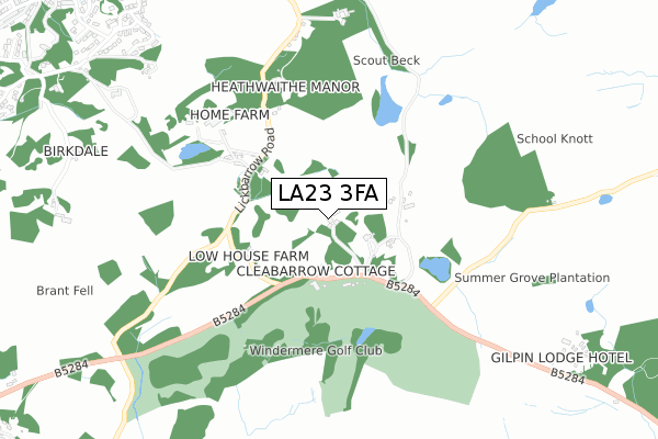 LA23 3FA map - small scale - OS Open Zoomstack (Ordnance Survey)