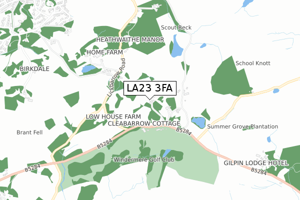LA23 3FA map - small scale - OS Open Zoomstack (Ordnance Survey) LA23 3FA map - small scale - OS Open Zoomstack (Ordnance Survey)