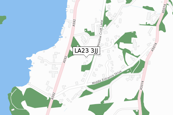 LA23 3JJ map - large scale - OS Open Zoomstack (Ordnance Survey)