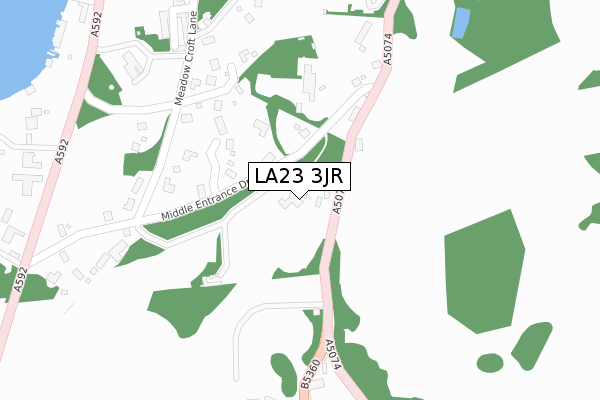 LA23 3JR map - large scale - OS Open Zoomstack (Ordnance Survey)