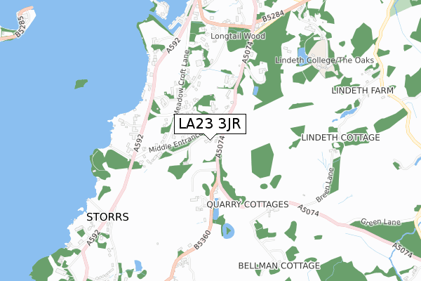 LA23 3JR map - small scale - OS Open Zoomstack (Ordnance Survey)