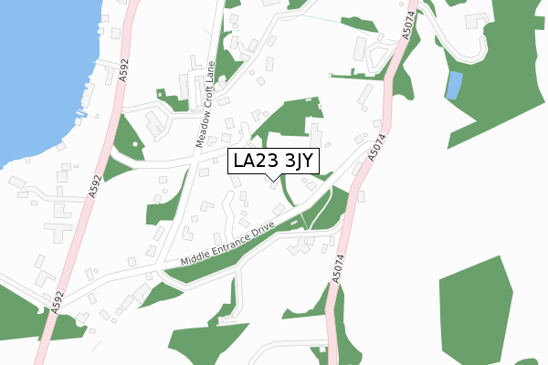 LA23 3JY map - large scale - OS Open Zoomstack (Ordnance Survey)