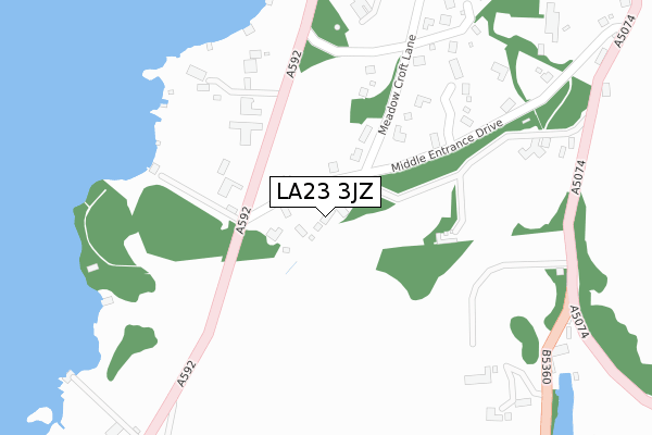 LA23 3JZ map - large scale - OS Open Zoomstack (Ordnance Survey)
