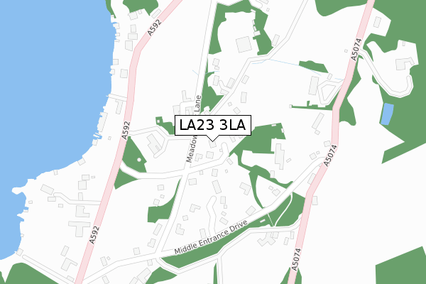 LA23 3LA map - large scale - OS Open Zoomstack (Ordnance Survey)