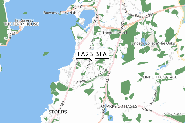 LA23 3LA map - small scale - OS Open Zoomstack (Ordnance Survey)