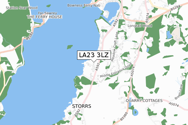 LA23 3LZ map - small scale - OS Open Zoomstack (Ordnance Survey)