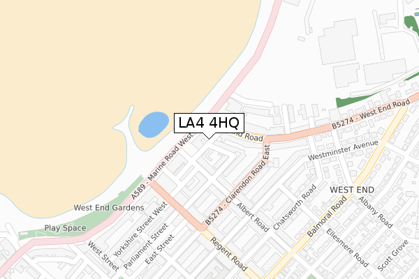 LA4 4HQ map - large scale - OS Open Zoomstack (Ordnance Survey)
