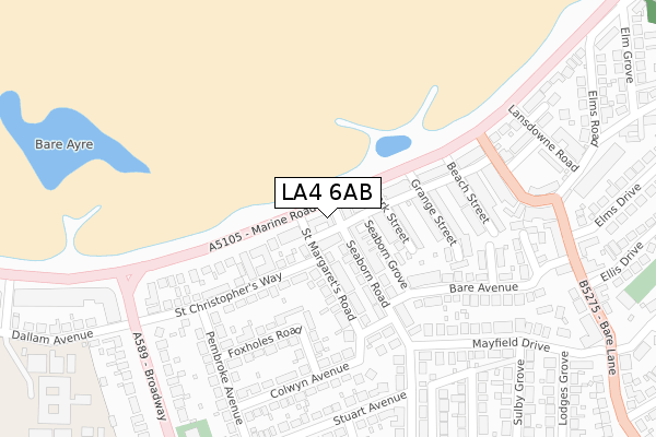 LA4 6AB map - large scale - OS Open Zoomstack (Ordnance Survey)