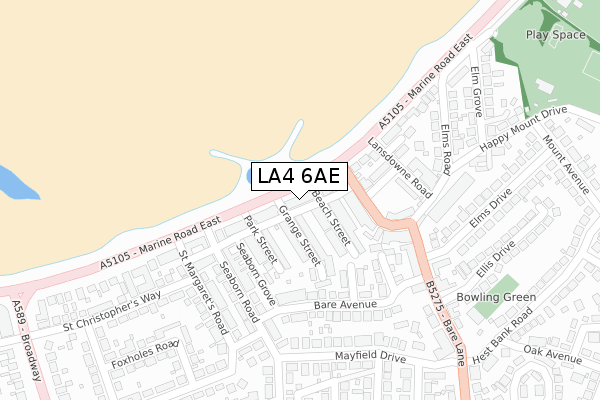 LA4 6AE map - large scale - OS Open Zoomstack (Ordnance Survey)