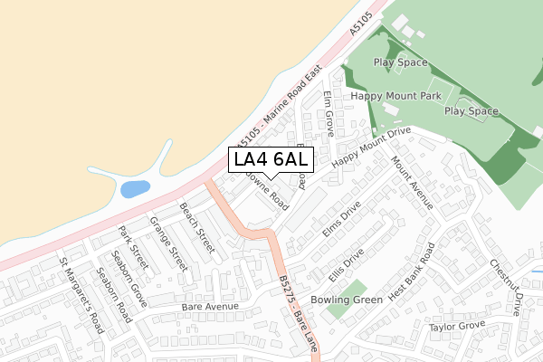 LA4 6AL map - large scale - OS Open Zoomstack (Ordnance Survey)