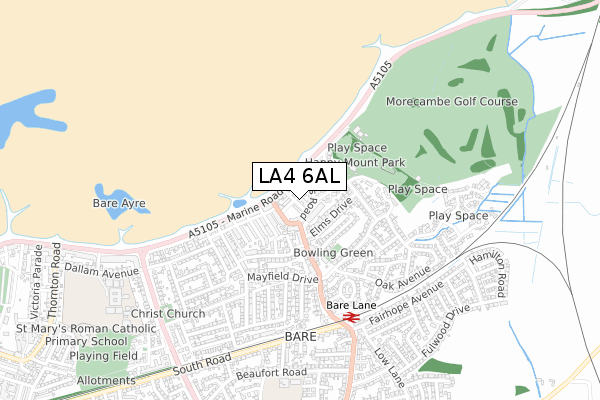 LA4 6AL map - small scale - OS Open Zoomstack (Ordnance Survey)