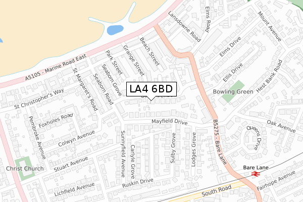 LA4 6BD map - large scale - OS Open Zoomstack (Ordnance Survey)