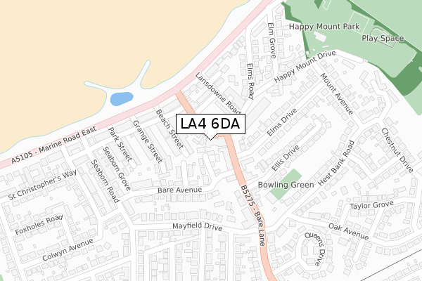 LA4 6DA map - large scale - OS Open Zoomstack (Ordnance Survey)