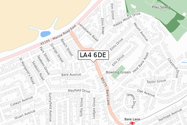 LA4 6DE map - large scale - OS Open Zoomstack (Ordnance Survey)