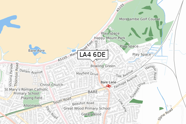LA4 6DE map - small scale - OS Open Zoomstack (Ordnance Survey)